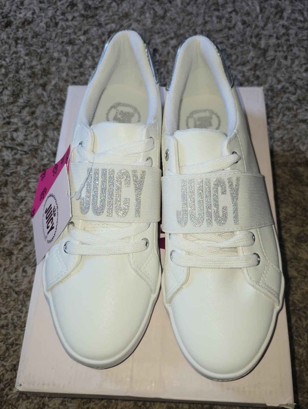 Juicy Couture White Sneakers with Glitter Logo